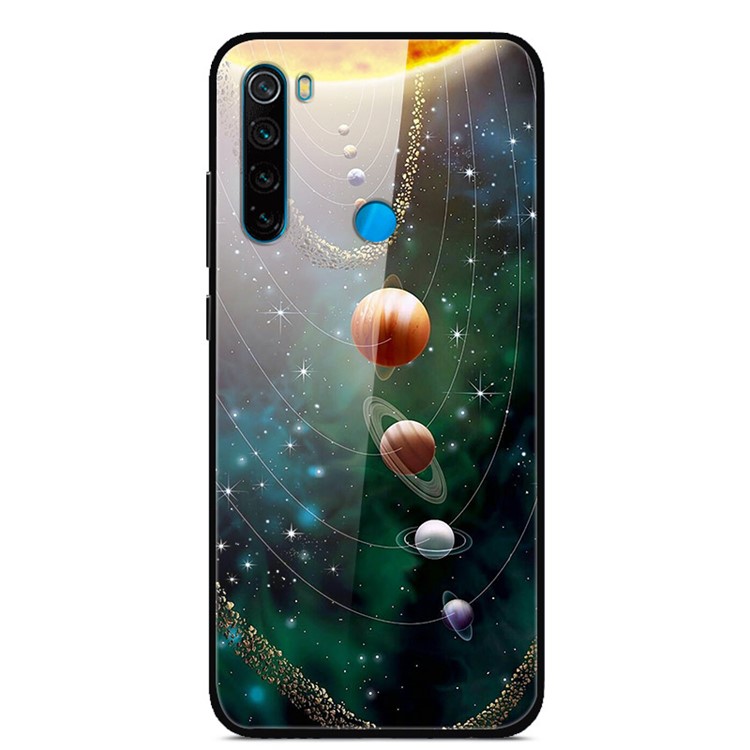 Dazzle Printing Style Glass+TPU+PC Phone Cover Protective Shell for Xiaomi Redmi Note 8 - Planet-1