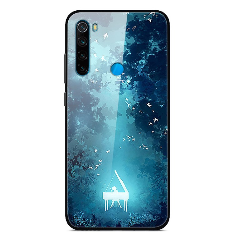 Dazzle Printing Style Glass+TPU+PC Phone Cover Protective Shell for Xiaomi Redmi Note 8 - Forest Piano-1
