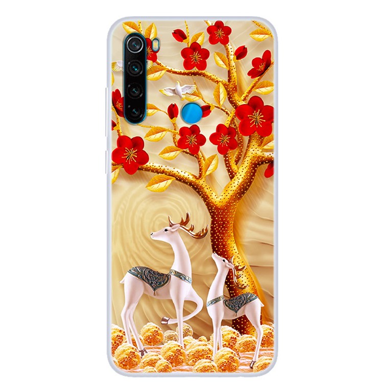 Pattern Printing TPU Case for Xiaomi Redmi Note 8 - Reindeer and Tree-1