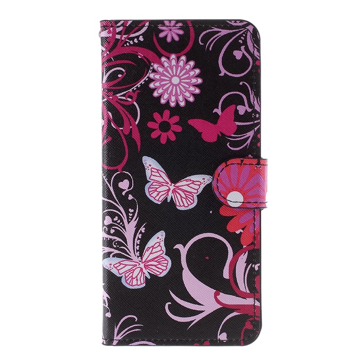 Cruz Padrão De Textura Impressão Aleta Capa Protetora De Couro Carteira Para Xiaomi Nota Redmi 8 Pro - Borboleta Rosa-1