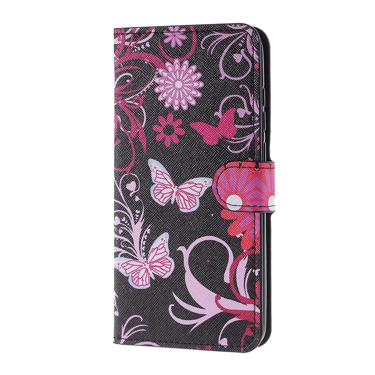 Cruz Padrão De Textura Impressão Aleta Capa Protetora De Couro Carteira Para Xiaomi Nota Redmi 8 Pro - Borboleta Rosa-2