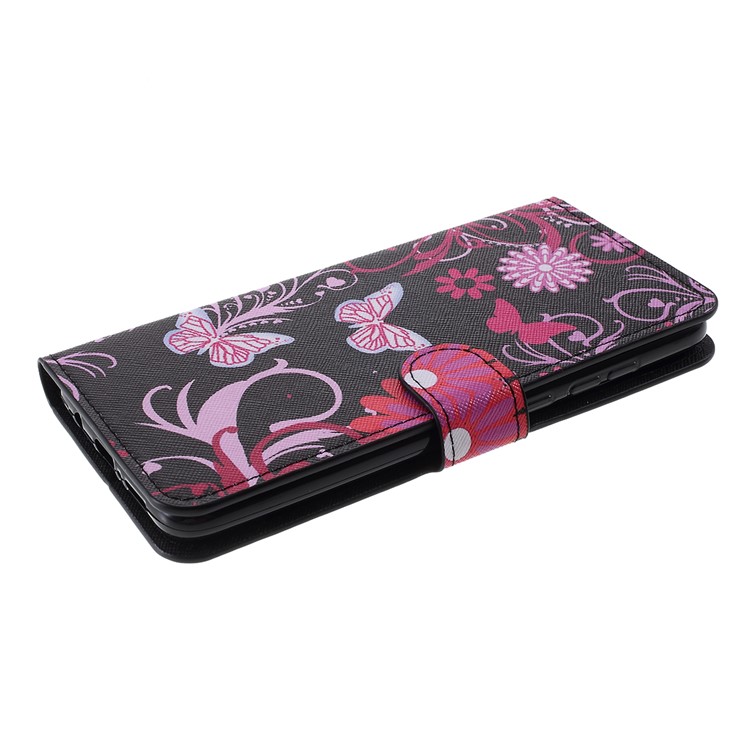 Cruz Padrão De Textura Impressão Aleta Capa Protetora De Couro Carteira Para Xiaomi Nota Redmi 8 Pro - Borboleta Rosa-4
