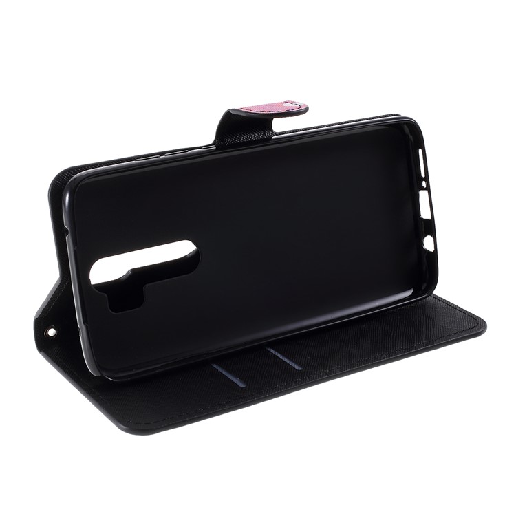 Cruz Padrão De Textura Impressão Aleta Capa Protetora De Couro Carteira Para Xiaomi Nota Redmi 8 Pro - Borboleta Rosa-6