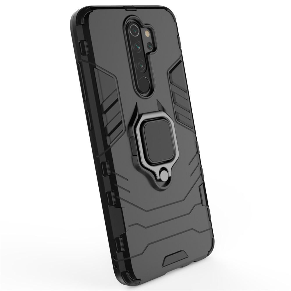 Caso Híbrido de Plástico + TPU Con Kickstand Para Xiaomi Redmi Note 8 Pro - Negro