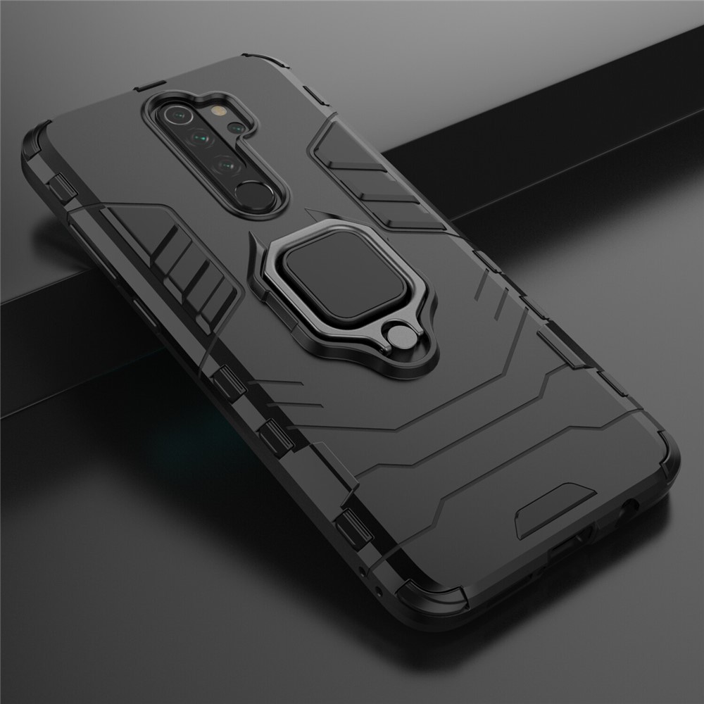 Plastic + TPU Hybrid Case Avec Kickstand Pour Xiaomi Redmi Note 8 Pro - le Noir