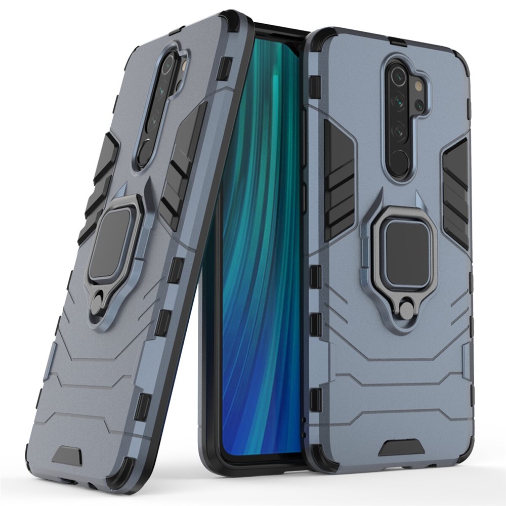 Plastic + TPU Hybrid Case with Kickstand for Xiaomi Redmi Note 8 Pro - Blue-1