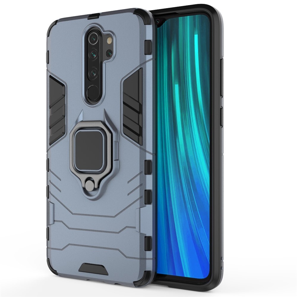 Custodia Ibrida in Plastica + TPU Con Cavalletto Per Xiaomi Redmi Note 8 Pro - Blu-2