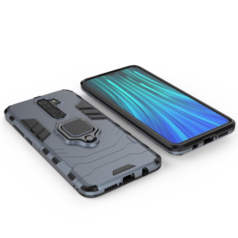 Custodia Ibrida in Plastica + TPU Con Cavalletto Per Xiaomi Redmi Note 8 Pro - Blu-3