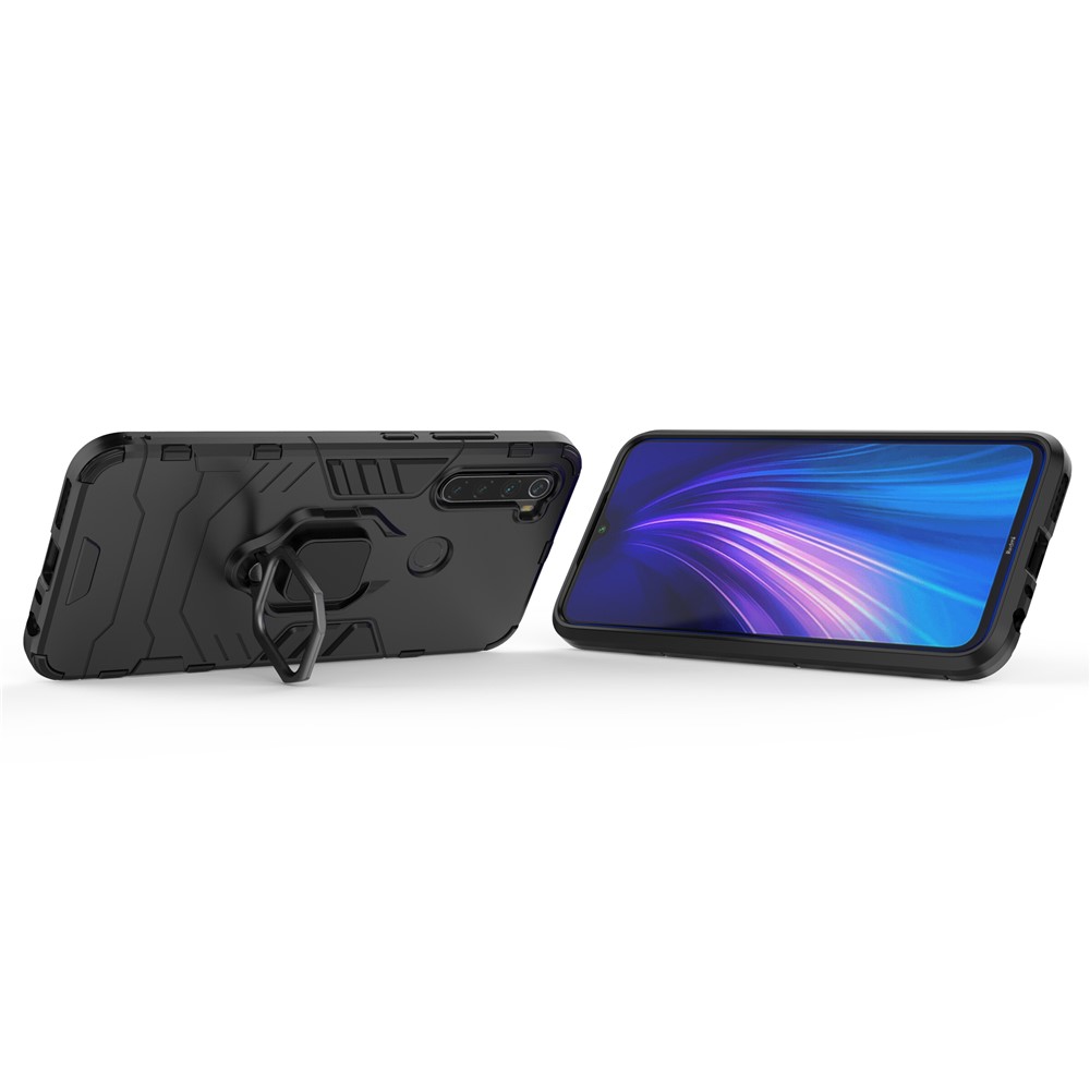 Plastic + TPU Hybrid Case with Kickstand for Xiaomi Redmi Note 8 - Black-4