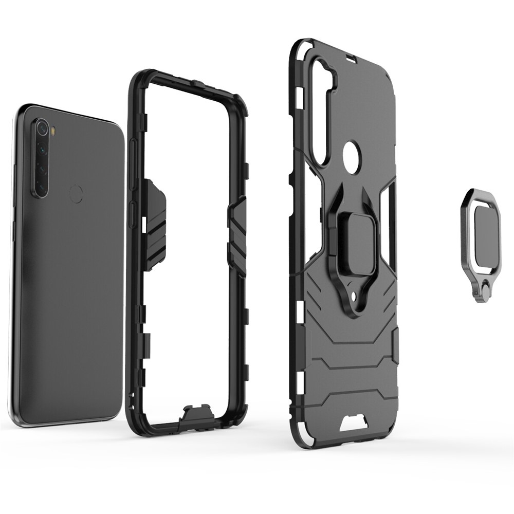 Plastic + TPU Hybrid Case with Kickstand for Xiaomi Redmi Note 8 - Black-5