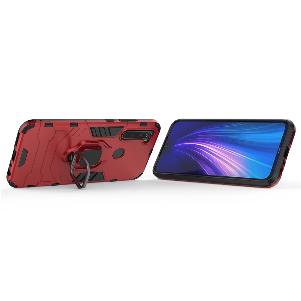Plastic + TPU Hybrid Case with Kickstand for Xiaomi Redmi Note 8 - Red-4