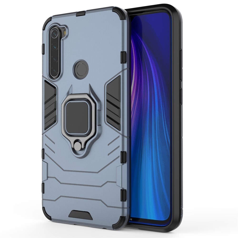 Custodia Ibrida in Plastica + TPU Con Cavalletto Per Xiaomi Redmi Note 8 - Blu-2