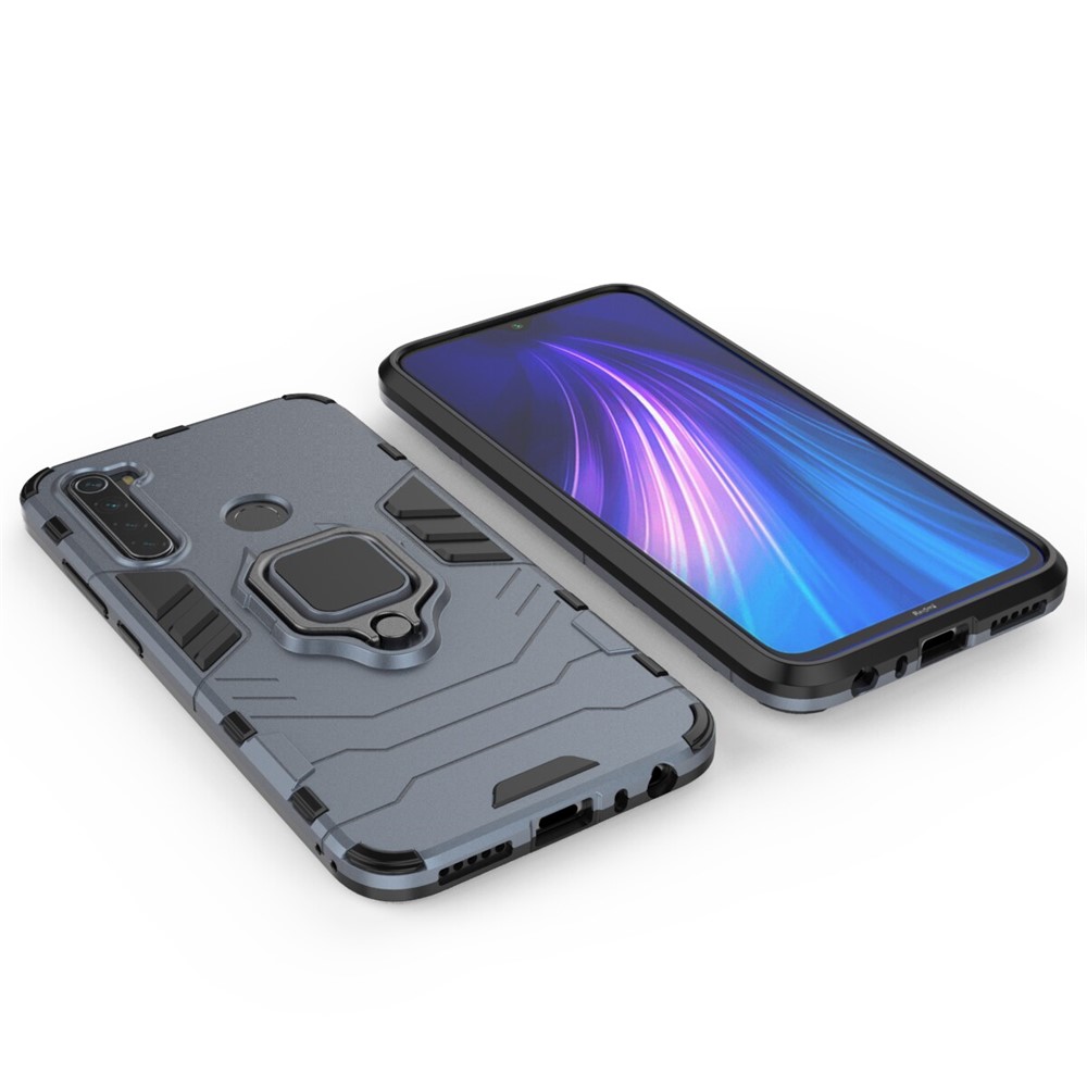 Caixa Híbrida de Plástico + TPU Com Kickstand Para Xiaomi Redmi Nota 8 - Azul