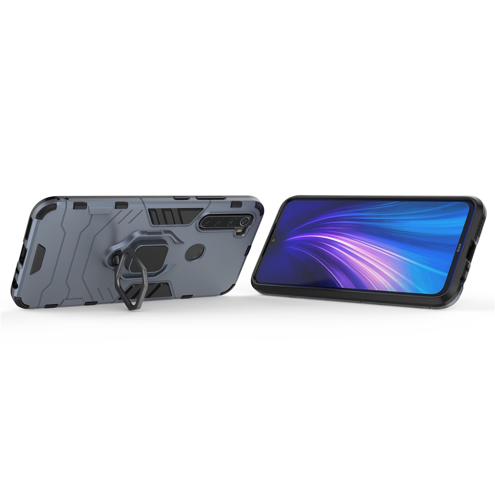 Plastic + TPU Hybrid Case with Kickstand for Xiaomi Redmi Note 8 - Blue-4
