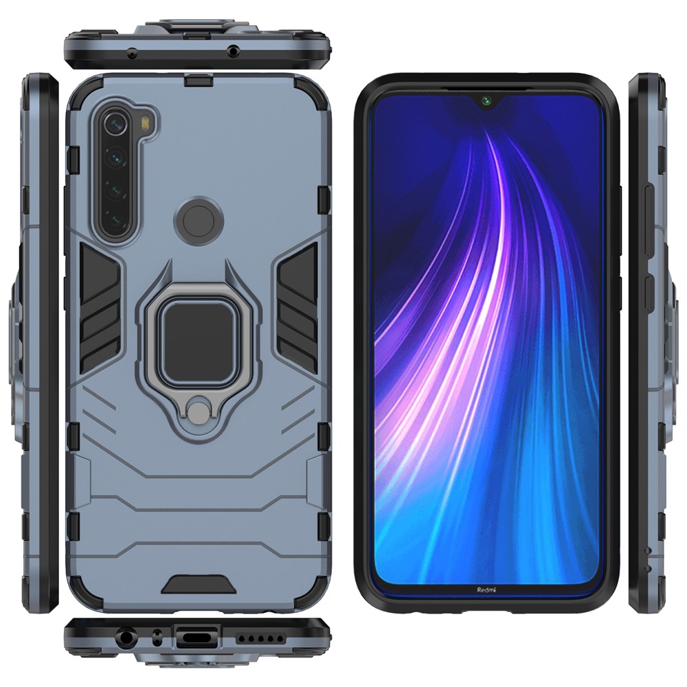 Plastic + TPU Hybrid Case with Kickstand for Xiaomi Redmi Note 8 - Blue-5