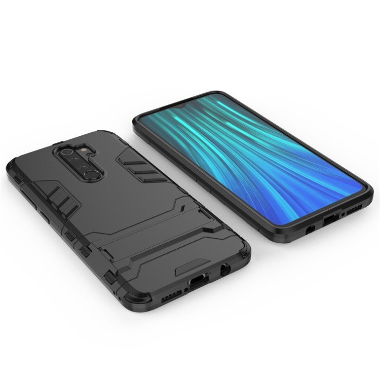 Kunststoff + TPU -kombination Mit Kickstand Für Xiaomi Redmi Note 8 Pro - Schwarz