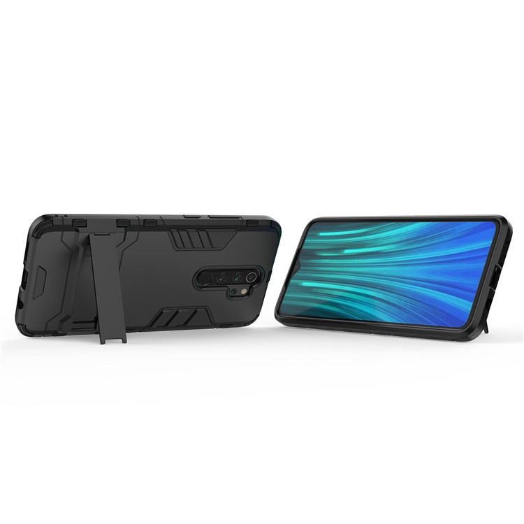 Kunststoff + TPU -kombination Mit Kickstand Für Xiaomi Redmi Note 8 Pro - Schwarz