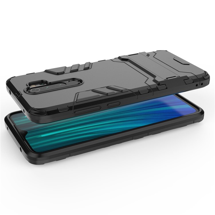 Kunststoff + TPU -kombination Mit Kickstand Für Xiaomi Redmi Note 8 Pro - Schwarz