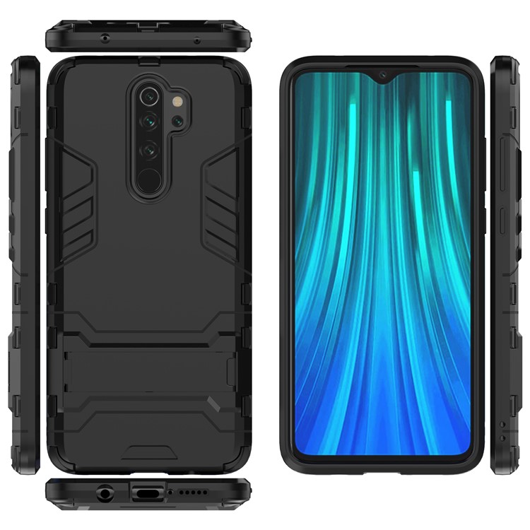 Case Combo de Plástico + TPU Con Kickstand Para Xiaomi Redmi Note 8 Pro - Negro