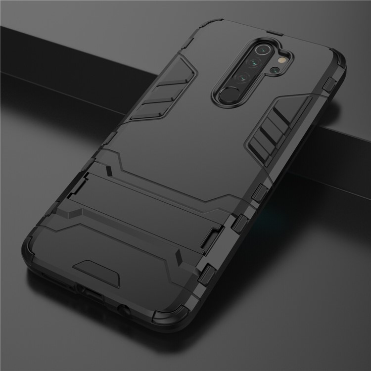 Custodia Combo in Plastica + TPU Con Cavalletto Per Xiaomi Redmi Note 8 Pro - Nero