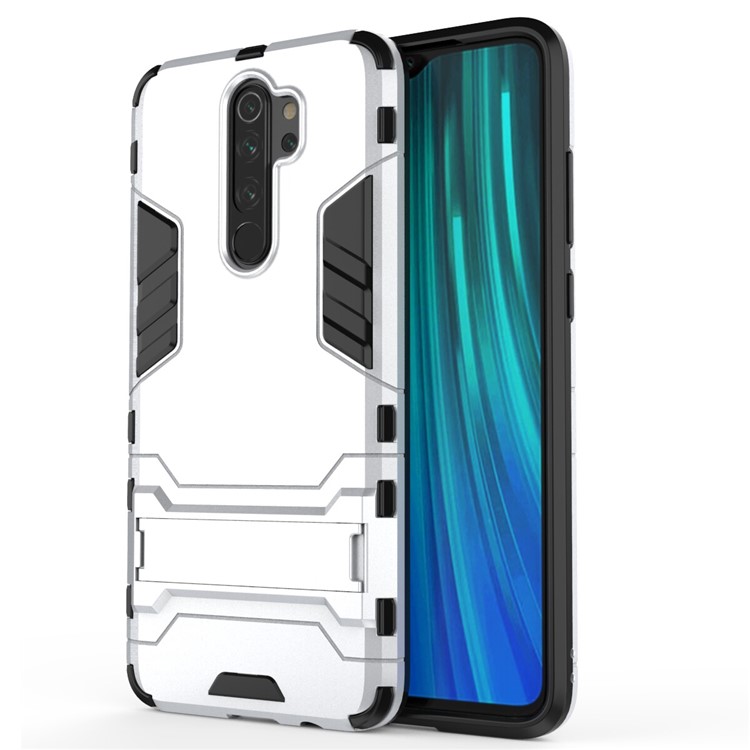 Plastic + TPU Combo Case with Kickstand for Xiaomi Redmi Note 8 Pro - Silver-2