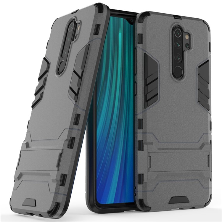 Plastic + TPU Combo Case with Kickstand for Xiaomi Redmi Note 8 Pro - Grey-1