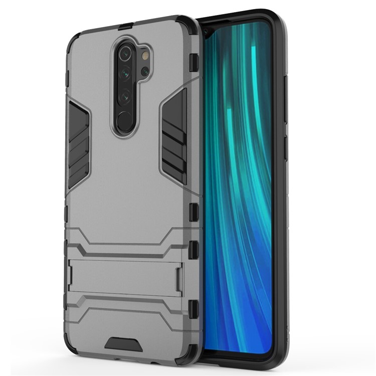 Plastic + TPU Combo Case with Kickstand for Xiaomi Redmi Note 8 Pro - Grey-2