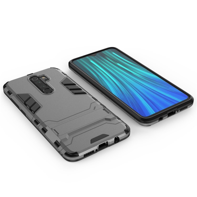 Plastic + TPU Combo Case with Kickstand for Xiaomi Redmi Note 8 Pro - Grey-3