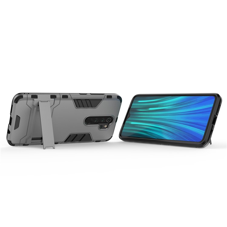 Plastic + TPU Combo Case with Kickstand for Xiaomi Redmi Note 8 Pro - Grey-4