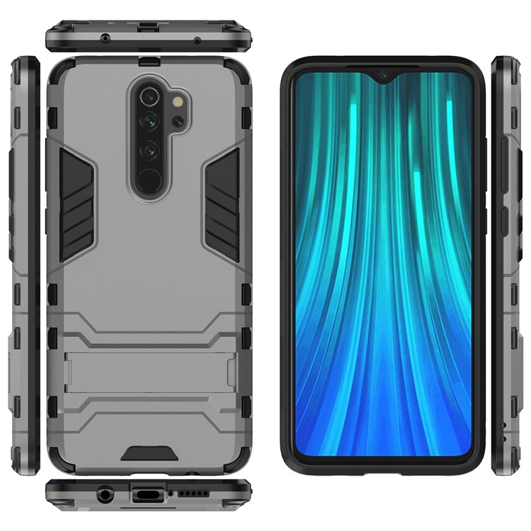 Plastic + TPU Combo Case with Kickstand for Xiaomi Redmi Note 8 Pro - Grey-5