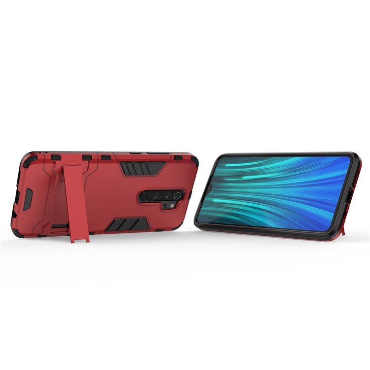 Custodia Combo in Plastica + TPU Con Cavalletto Per Xiaomi Redmi Note 8 Pro - Rosso-4