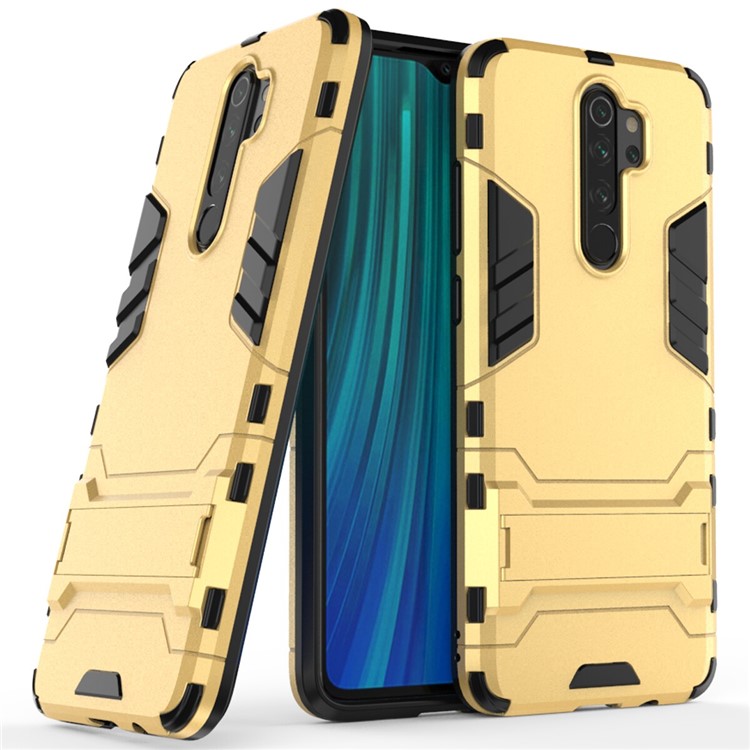 Plastic + TPU Combo Case with Kickstand for Xiaomi Redmi Note 8 Pro - Gold-1