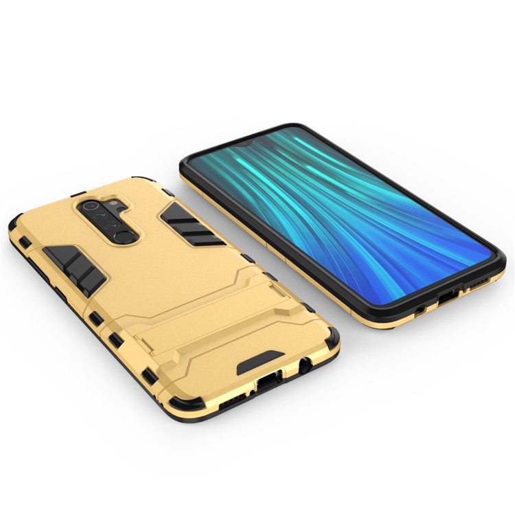 Plastic + TPU Combo Case with Kickstand for Xiaomi Redmi Note 8 Pro - Gold-3
