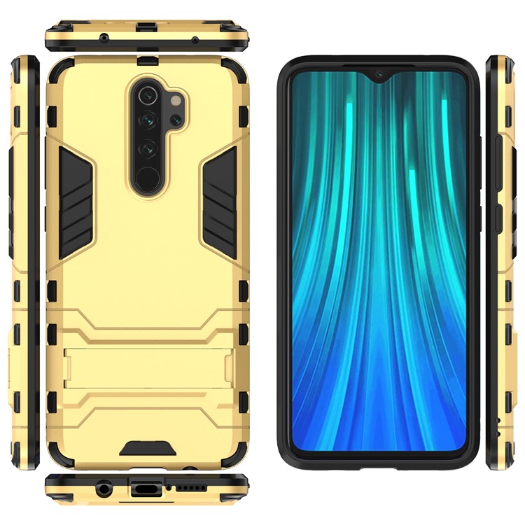 Plastic + TPU Combo Case with Kickstand for Xiaomi Redmi Note 8 Pro - Gold-5