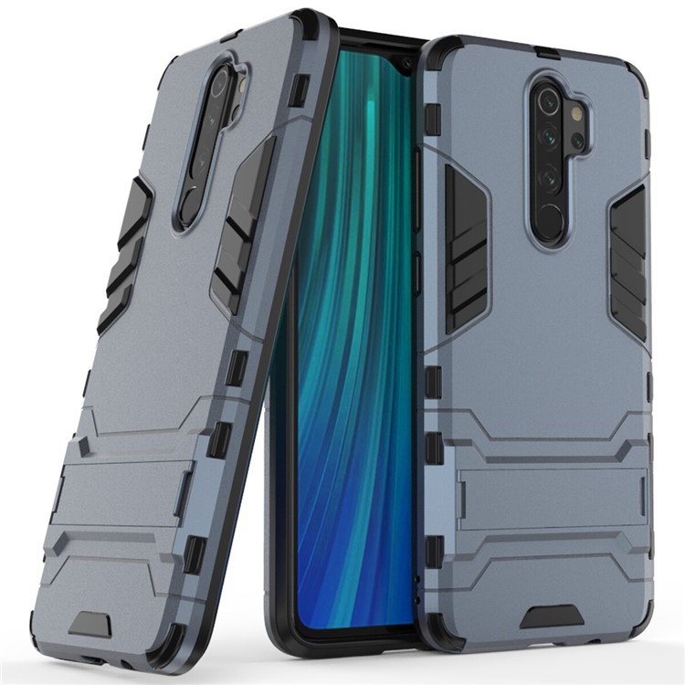 Plastic + TPU Combo Case with Kickstand for Xiaomi Redmi Note 8 Pro - Dark Blue-1