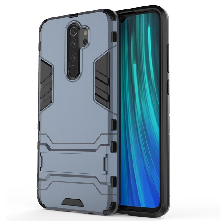 Plastic + TPU Combo Case with Kickstand for Xiaomi Redmi Note 8 Pro - Dark Blue-2