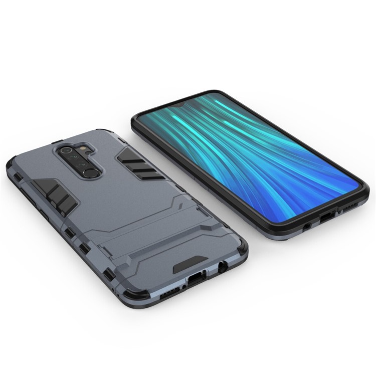 Plastic + TPU Combo Case with Kickstand for Xiaomi Redmi Note 8 Pro - Dark Blue-3