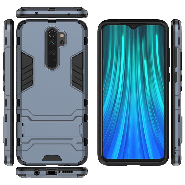 Plastic + TPU Combo Case with Kickstand for Xiaomi Redmi Note 8 Pro - Dark Blue-5