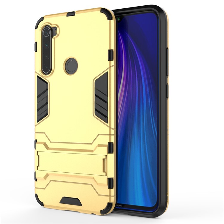 TPU Ibrido Plastica + Con Cavalletto Per Xiaomi Redmi Nota 8 - Oro-2