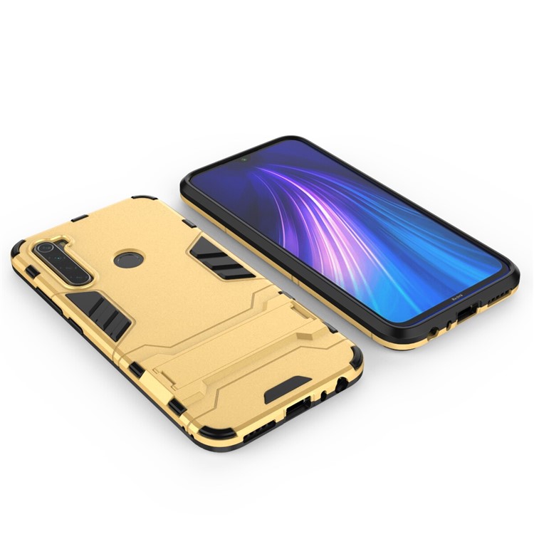 TPU Ibrido Plastica + Con Cavalletto Per Xiaomi Redmi Nota 8 - Oro-3