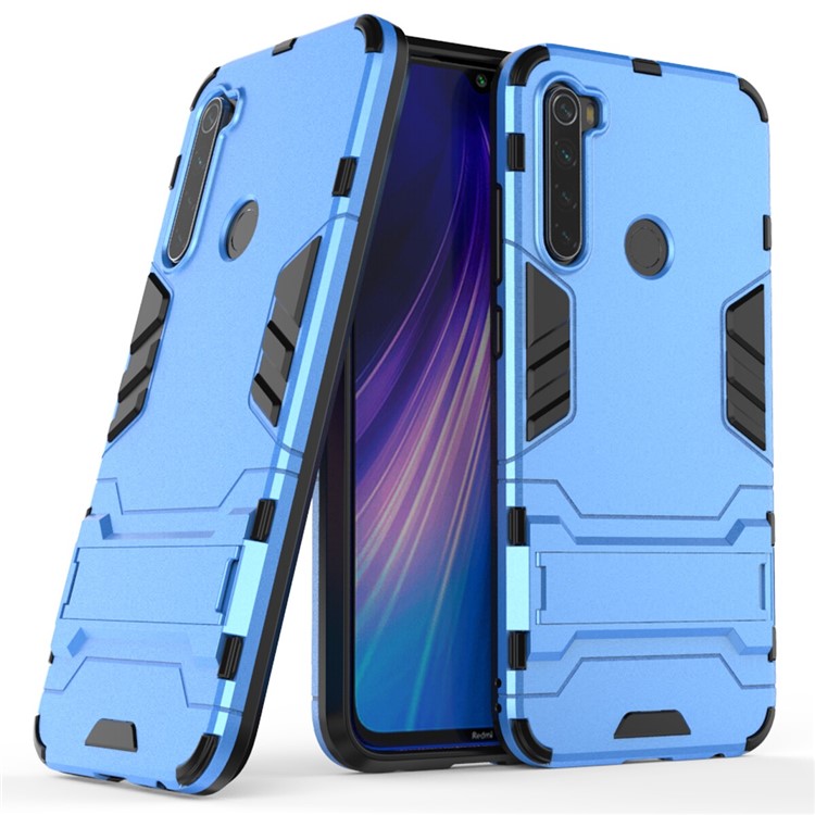 Plastic + TPU Hybrid Case with Kickstand for Xiaomi Redmi Note 8 - Baby Blue-1