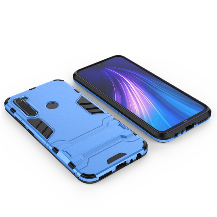 Plastic + TPU Hybrid Case with Kickstand for Xiaomi Redmi Note 8 - Baby Blue-3