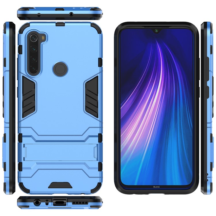 Plastic + TPU Hybrid Case with Kickstand for Xiaomi Redmi Note 8 - Baby Blue-5