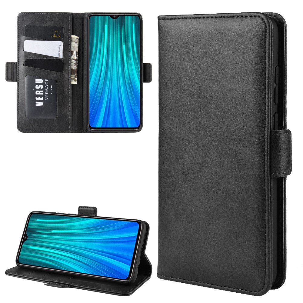 Magnet Adsorption Leather Wallet Stand Phone Casing for Xiaomi Redmi Note 8 Pro - Black-2