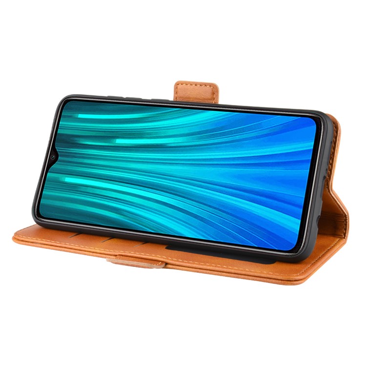 Magnet Adsorption Leather Wallet Stand Phone Casing for Xiaomi Redmi Note 8 Pro - Brown-3