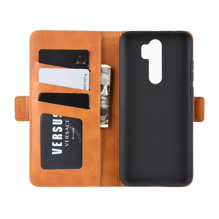 Magnet Adsorption Leather Wallet Stand Phone Casing for Xiaomi Redmi Note 8 Pro - Brown-5
