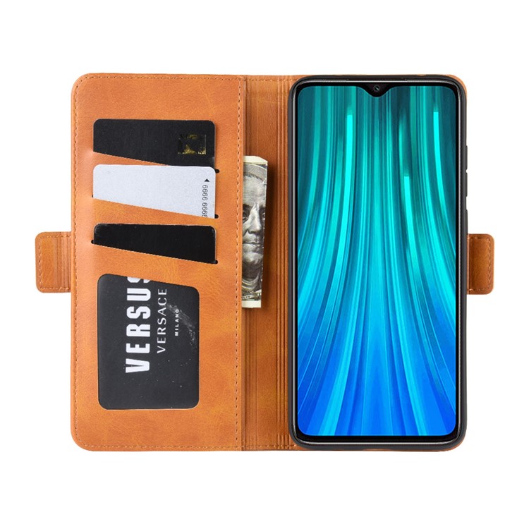 Magnet Adsorption Leather Wallet Stand Phone Casing for Xiaomi Redmi Note 8 Pro - Brown-6