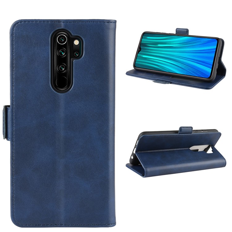 Magnet Adsorption Leather Wallet Stand Phone Casing for Xiaomi Redmi Note 8 Pro - Blue-1