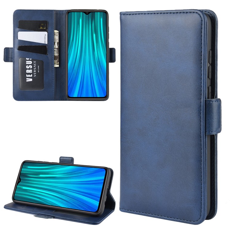 Magnet Adsorption Leather Wallet Stand Phone Casing for Xiaomi Redmi Note 8 Pro - Blue-2