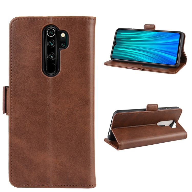 Magnet Adsorption Leather Wallet Stand Phone Casing for Xiaomi Redmi Note 8 Pro - Coffee-1